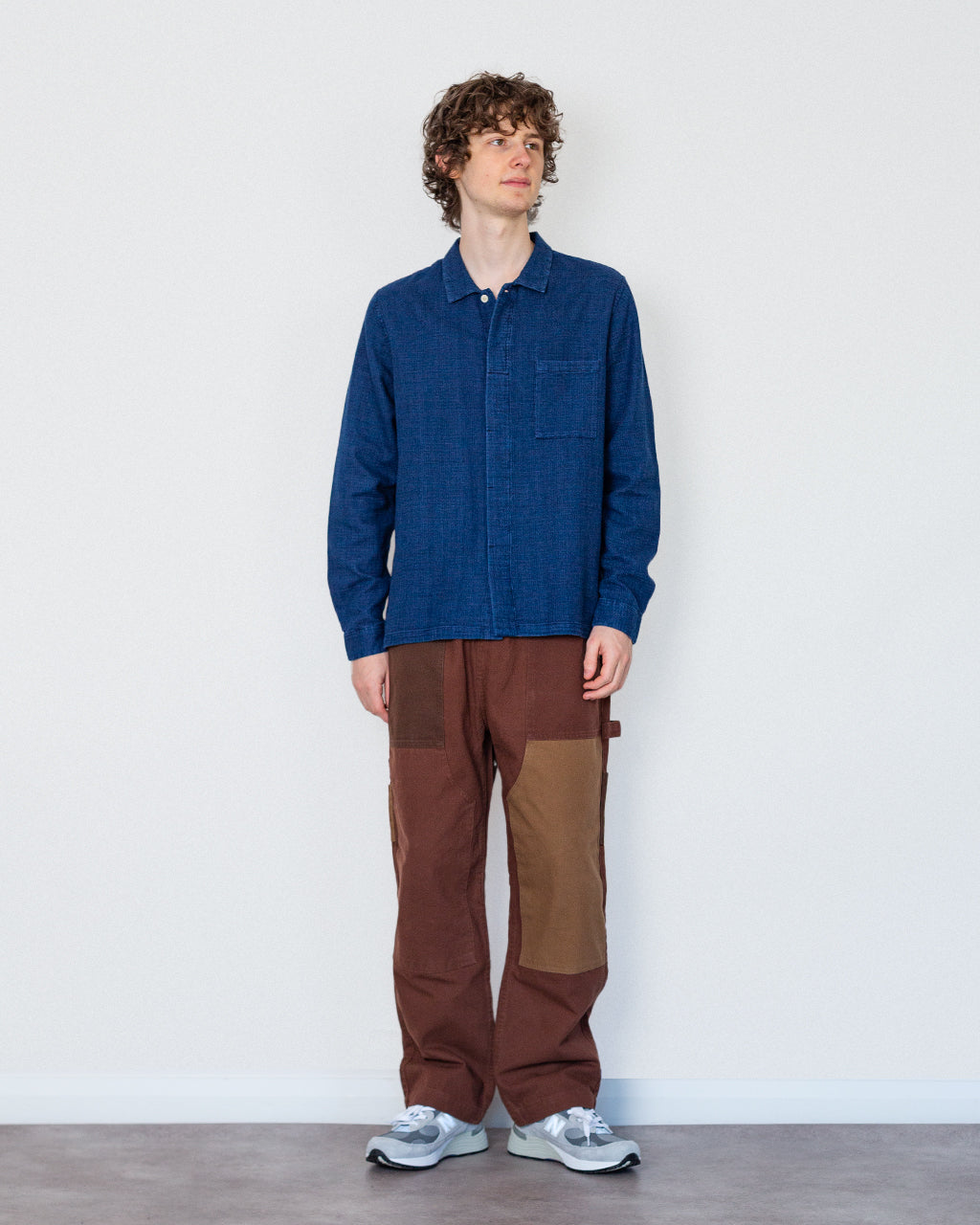 Patchwork Utility Chef Pants - Brown