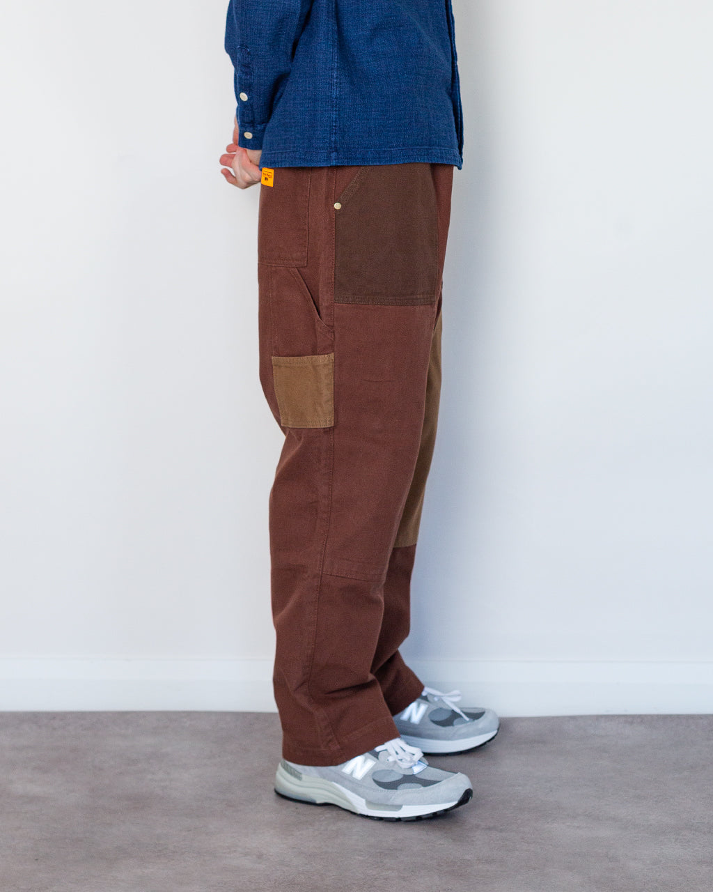 Patchwork Utility Chef Pants - Brown