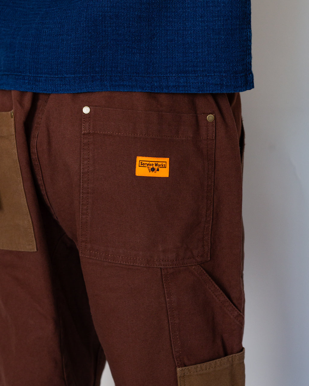 Patchwork Utility Chef Pants - Brown