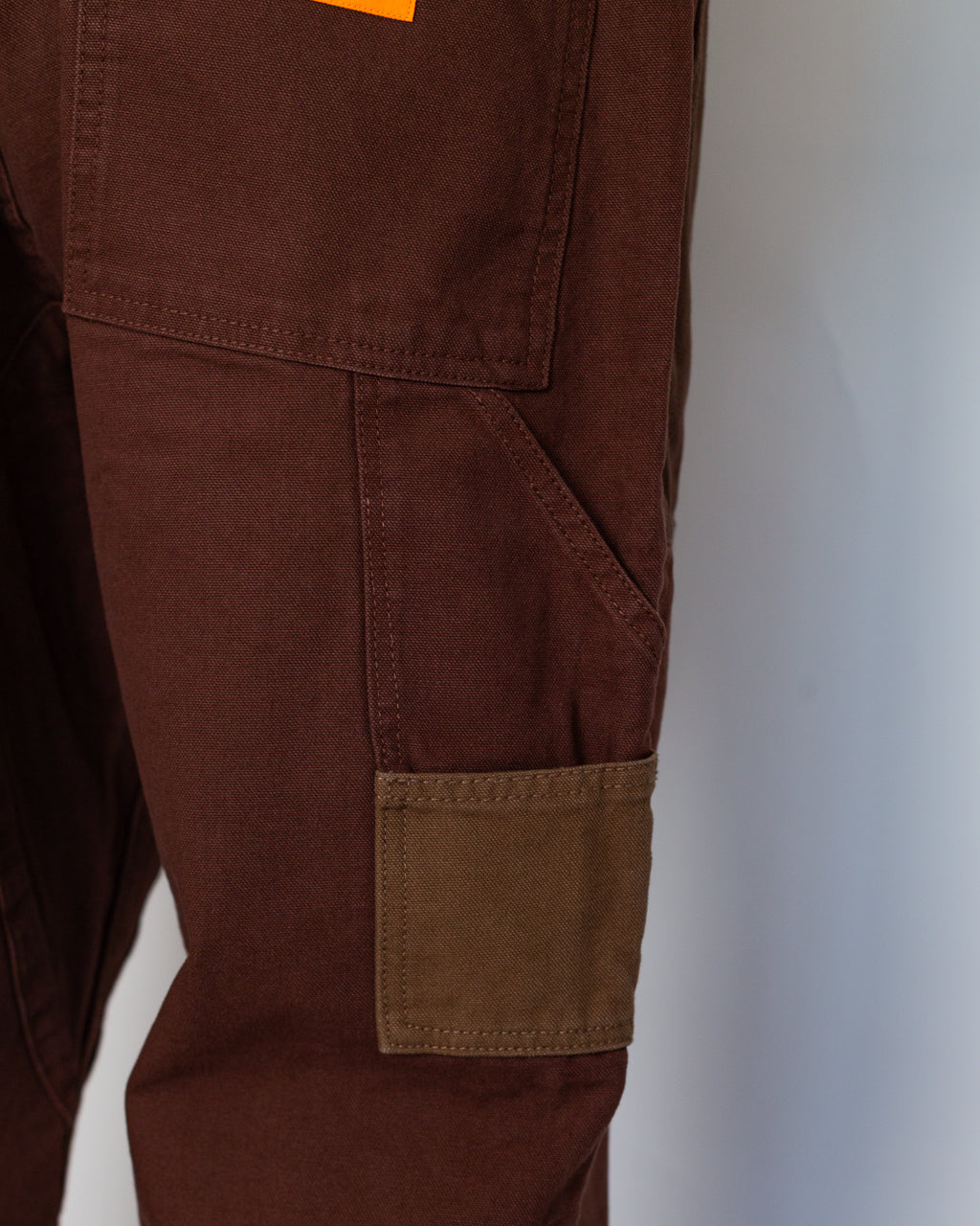 Patchwork Utility Chef Pants - Brown