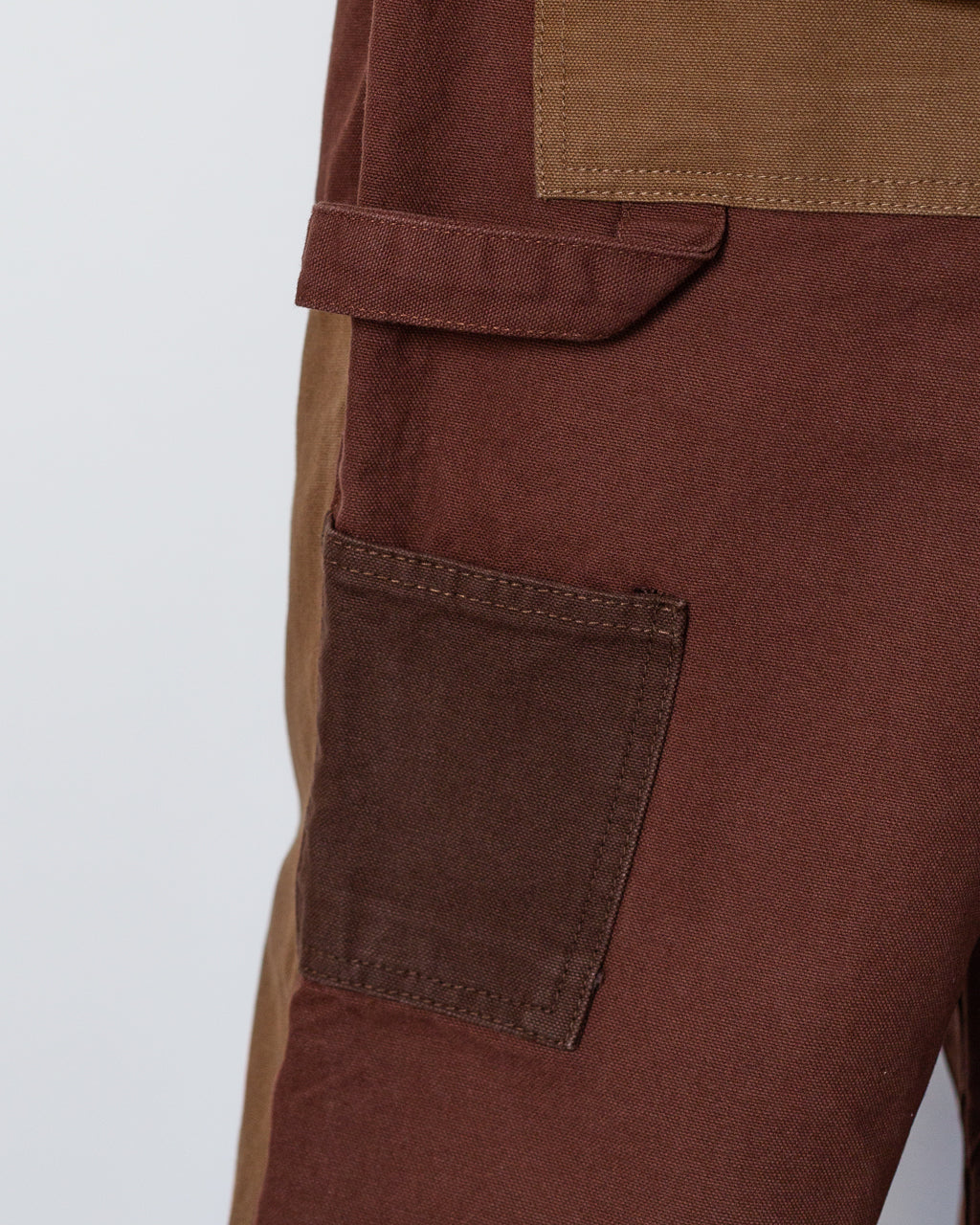 Patchwork Utility Chef Pants - Brown