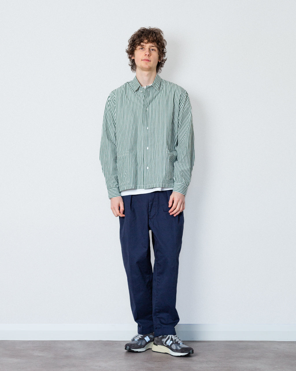 Poplin Stripe Waiter Shirt - Forest