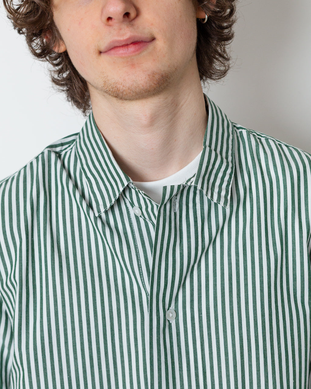 Poplin Stripe Waiter Shirt - Forest