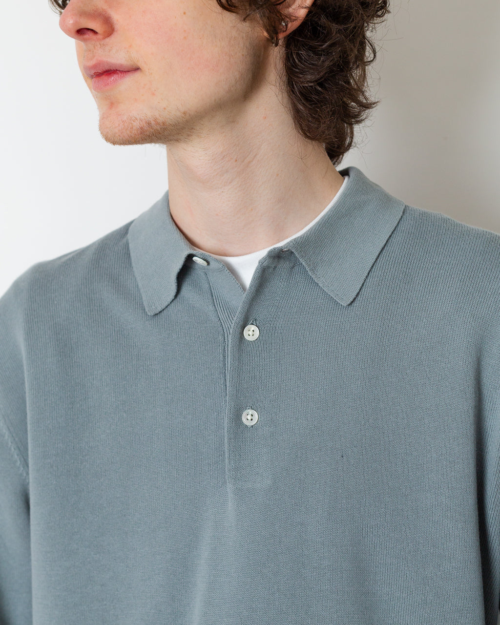 Knit Polo 12G - Ice Blue