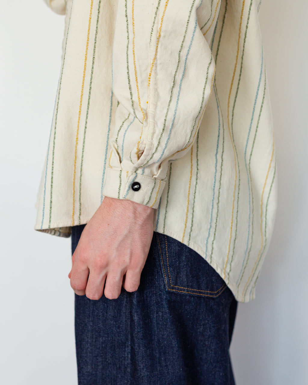 BURRO SHIRT - WOOL STRIPE COTTON TATTERSALL RINSED