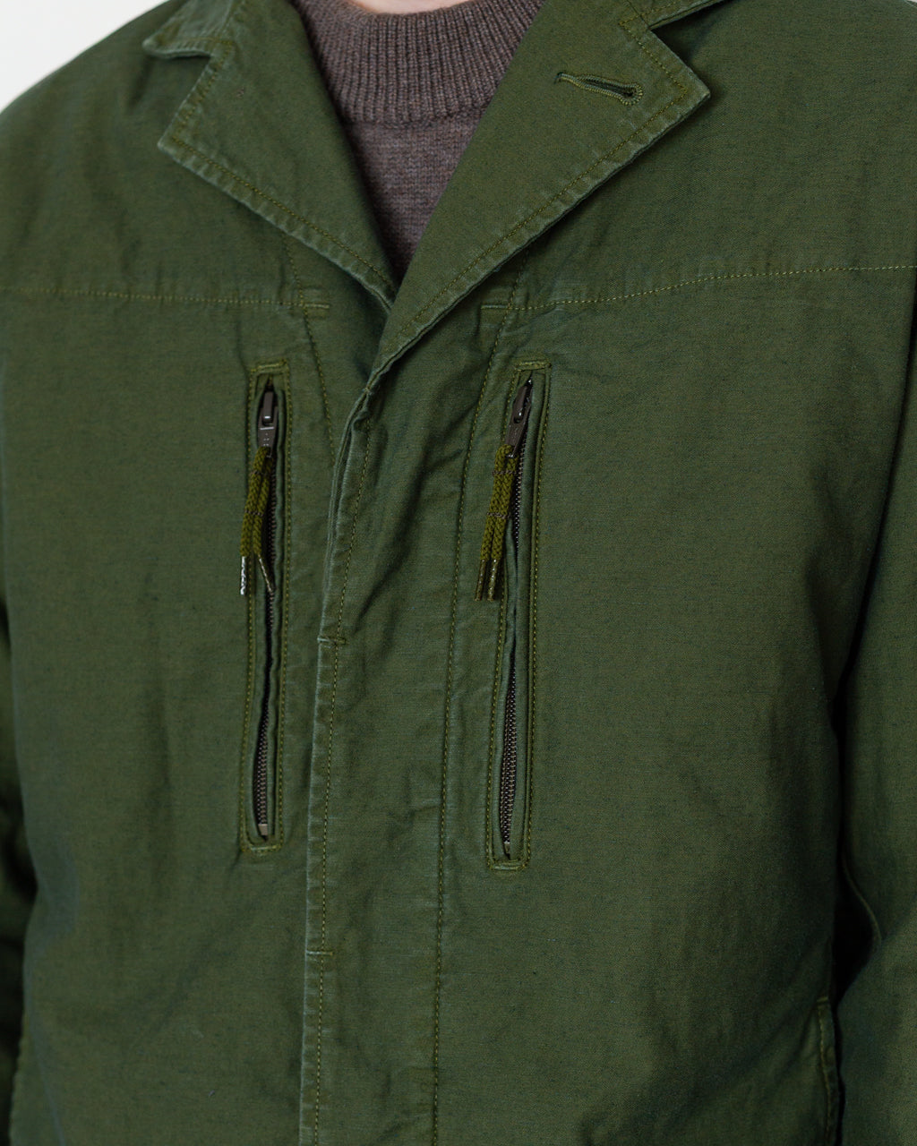 Back Satin F-1 Style Shirt Jacket - Olive