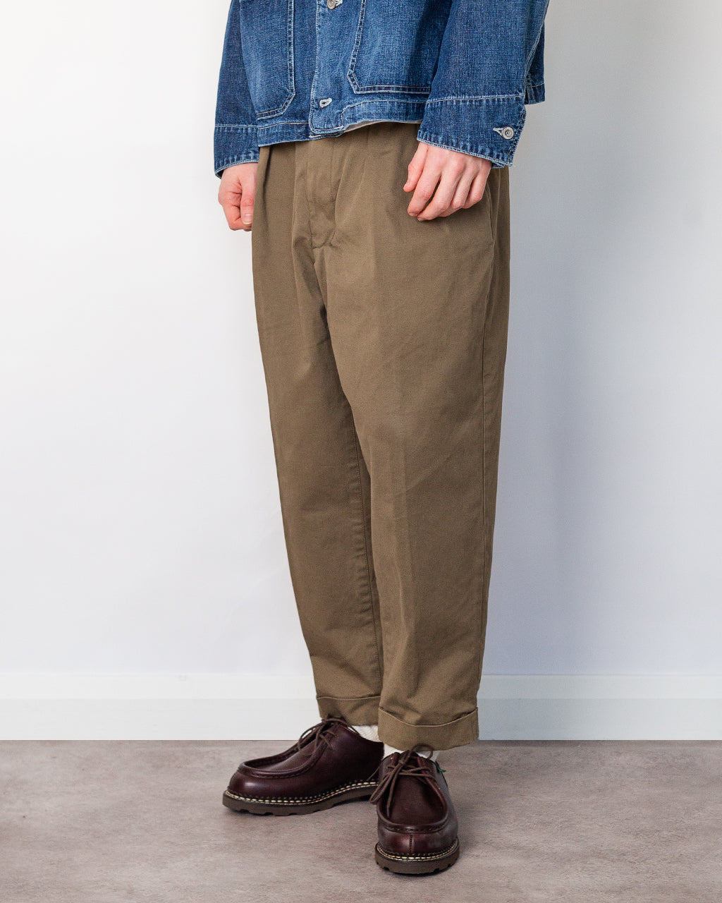 2 Pleat Twill Trouser - Olive