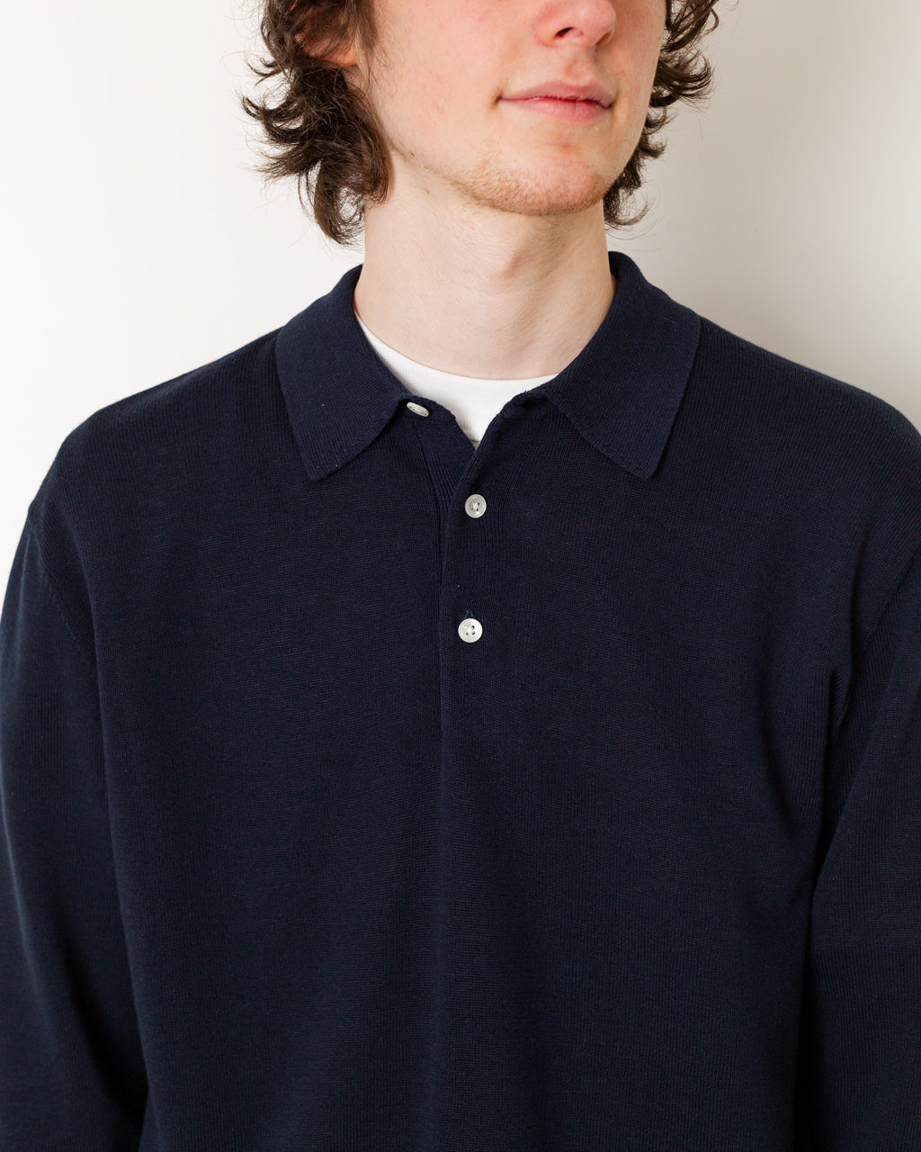 Knit Polo 12G - Navy | Beams Plus | Peggs & son.