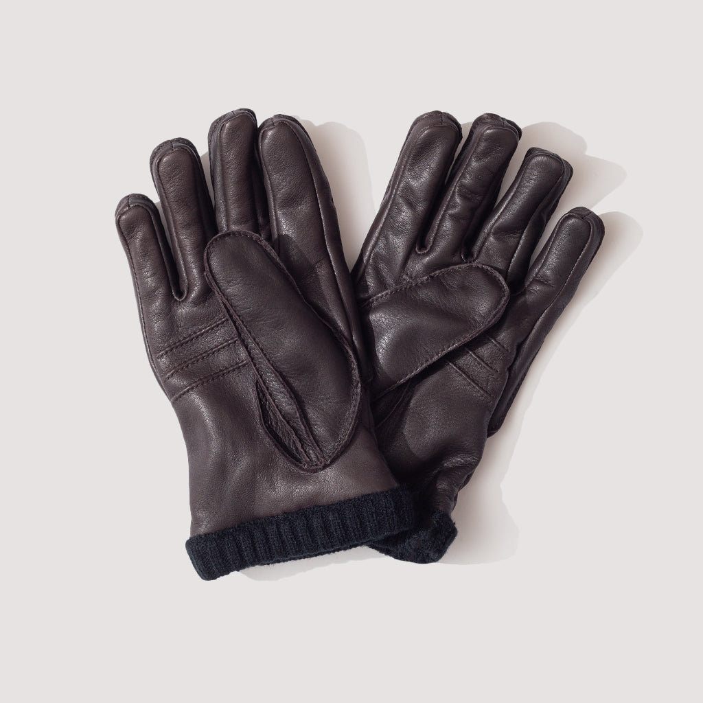 Deerskin Primaloft Rib Gloves - Dark Brown