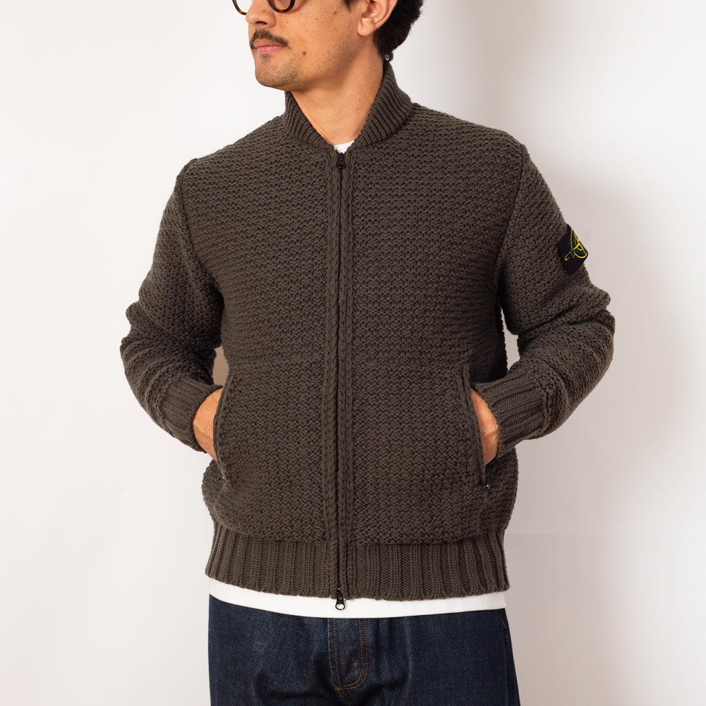 Cowichan Zip Knit - Military Green - V0054