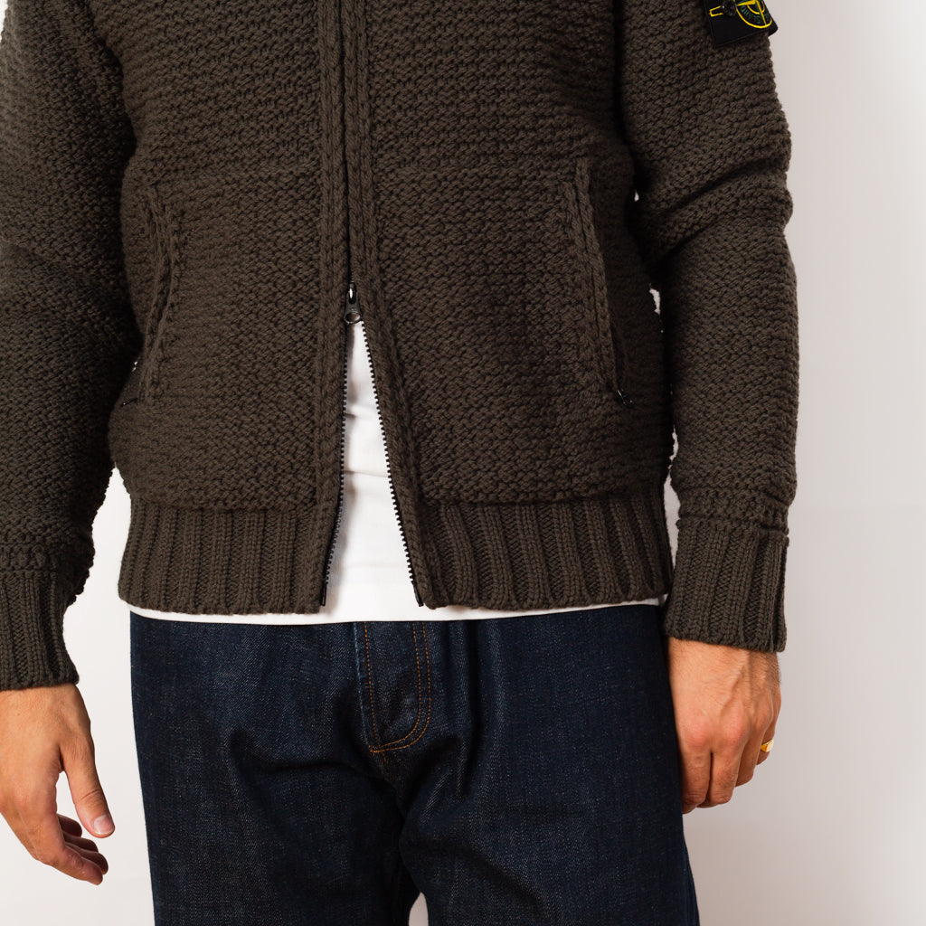 Cowichan Zip Knit - Military Green - V0054