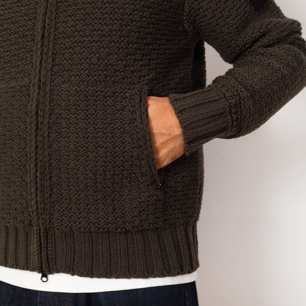 Cowichan Zip Knit - Military Green - V0054