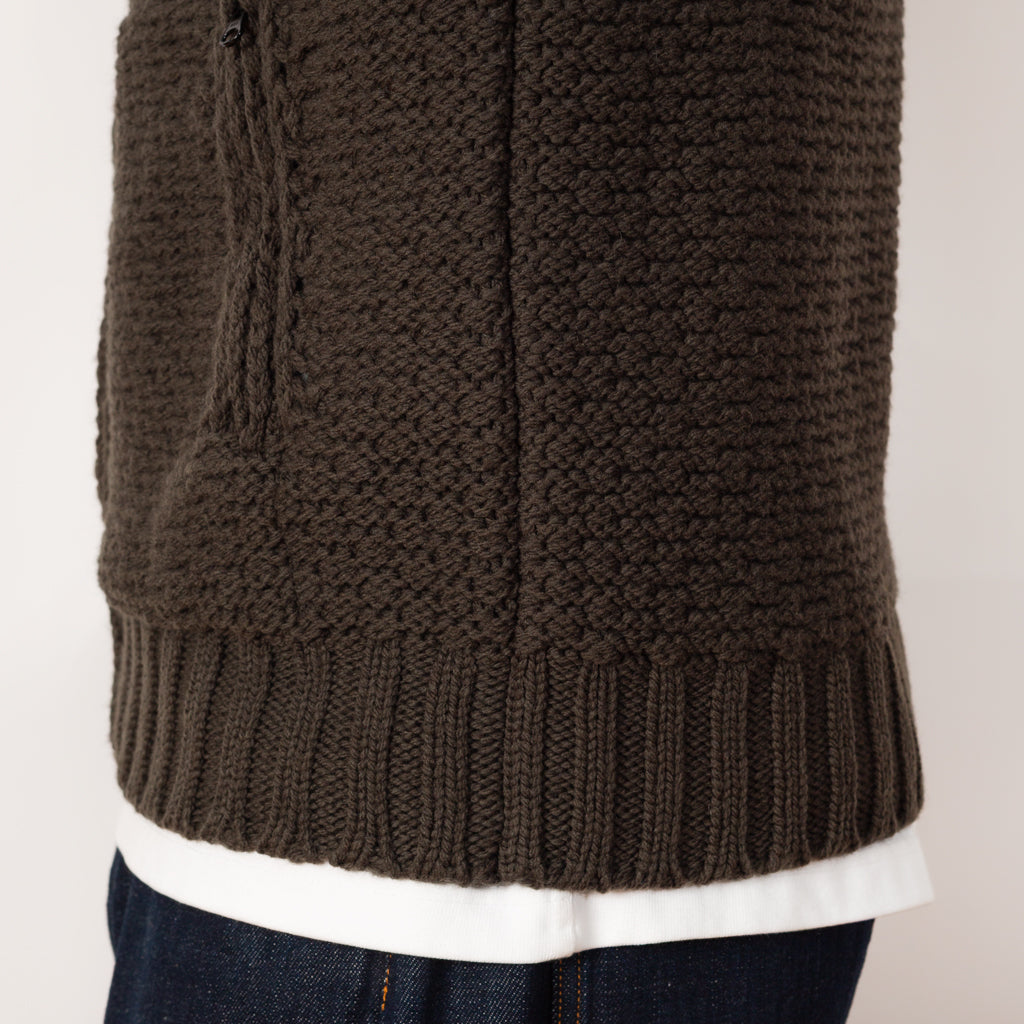 Cowichan Zip Knit - Military Green - V0054