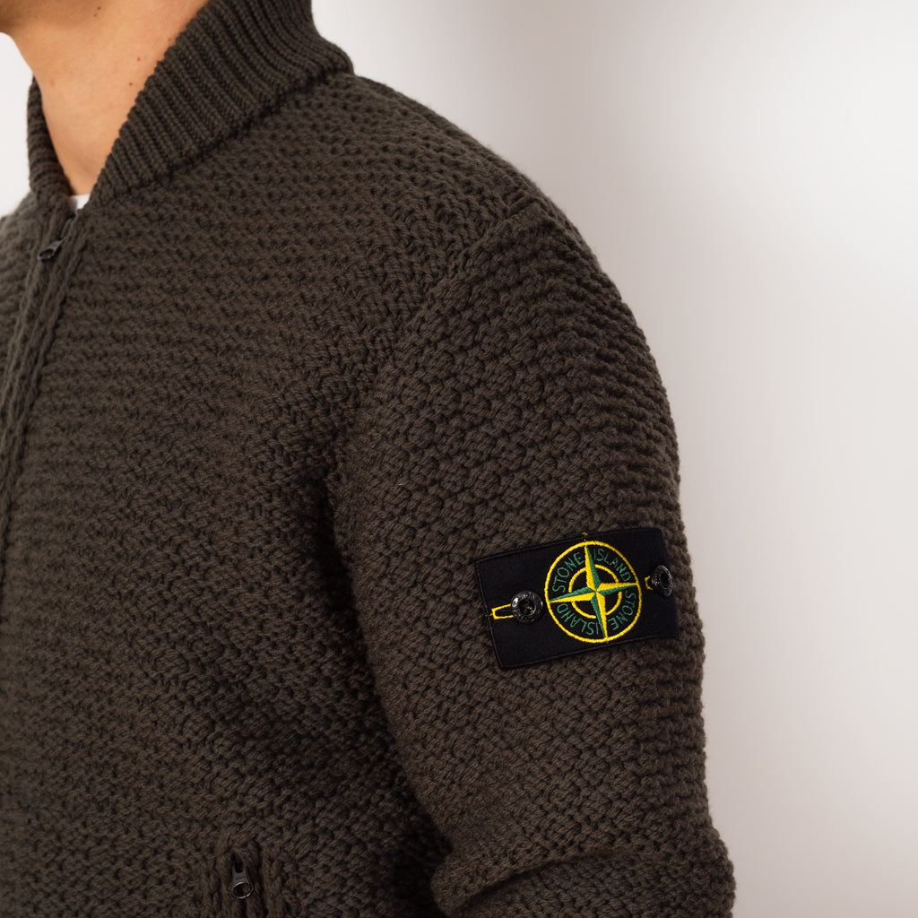 Cowichan Zip Knit - Military Green - V0054