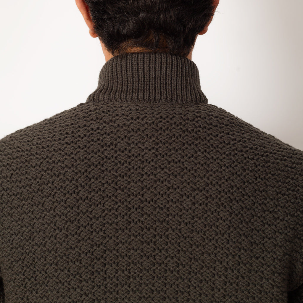 Cowichan Zip Knit - Military Green - V0054