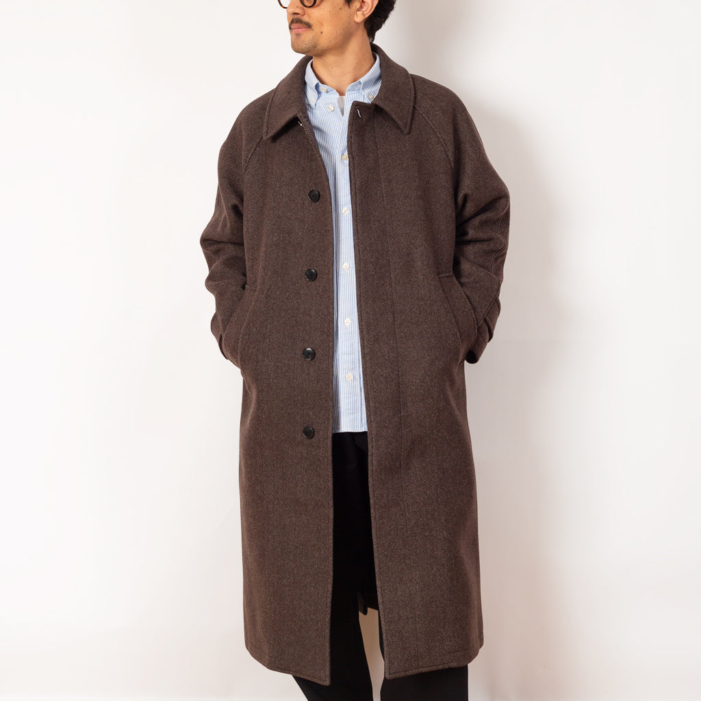 Installation Coat - Brown Herringbone Recycled Wool