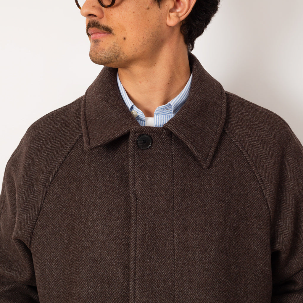 Installation Coat - Brown Herringbone Recycled Wool