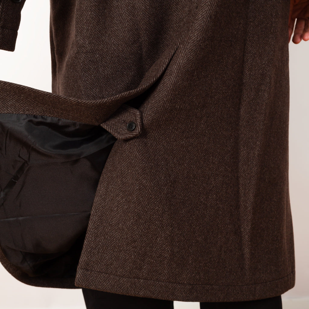Installation Coat - Brown Herringbone Recycled Wool