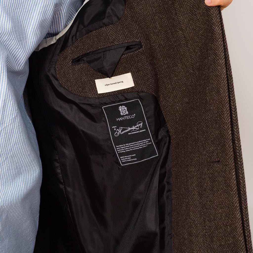 Installation Coat - Brown Herringbone Recycled Wool