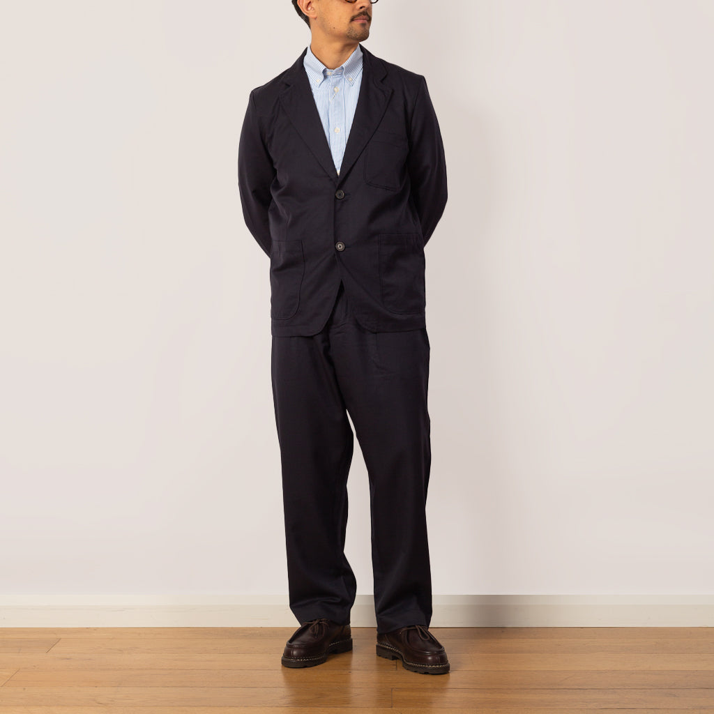 Travel Suiting Two Button Jacket - Navy