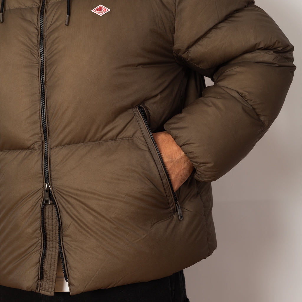 Down Hooded Jacket - Dark Beige