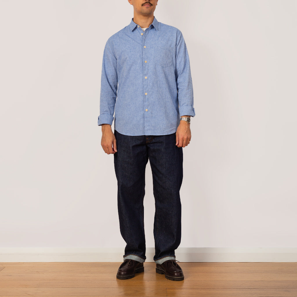 Relaxed Fit Shirt - Blue Texture