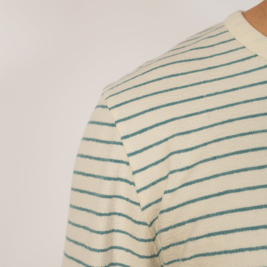 LS Textured Stripe T-Shirt - Ecru Misty Green