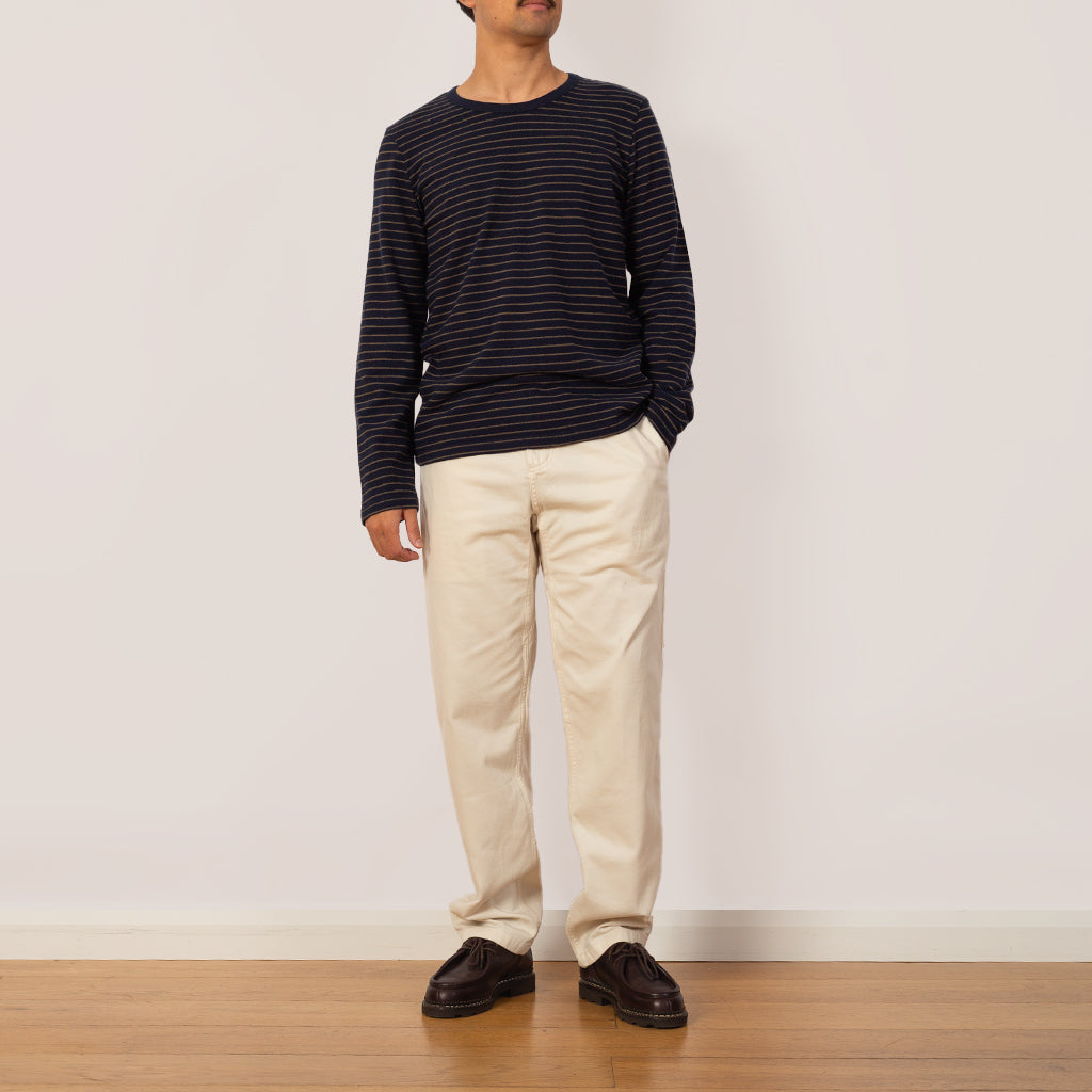 LS Textured Stripe T-Shirt - Navy Olive
