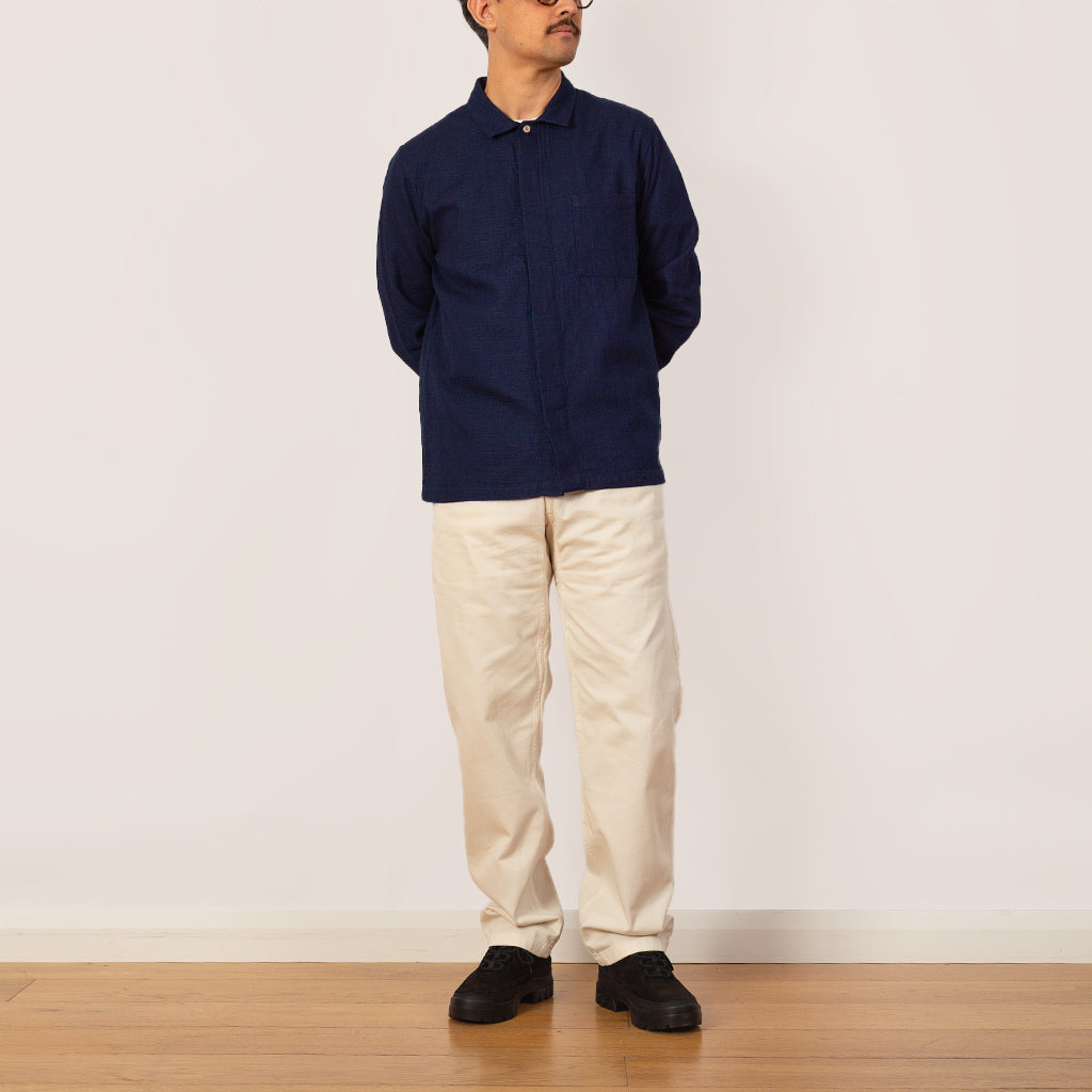Patch Shirt - Indigo Double Cloth