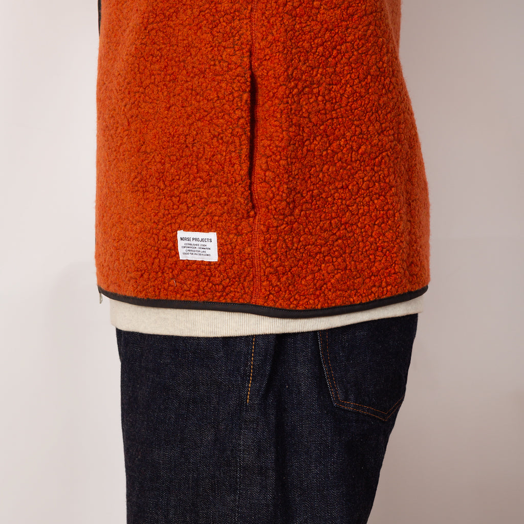 Bjorn Sherpa Wool Fleece Jacket - Orange