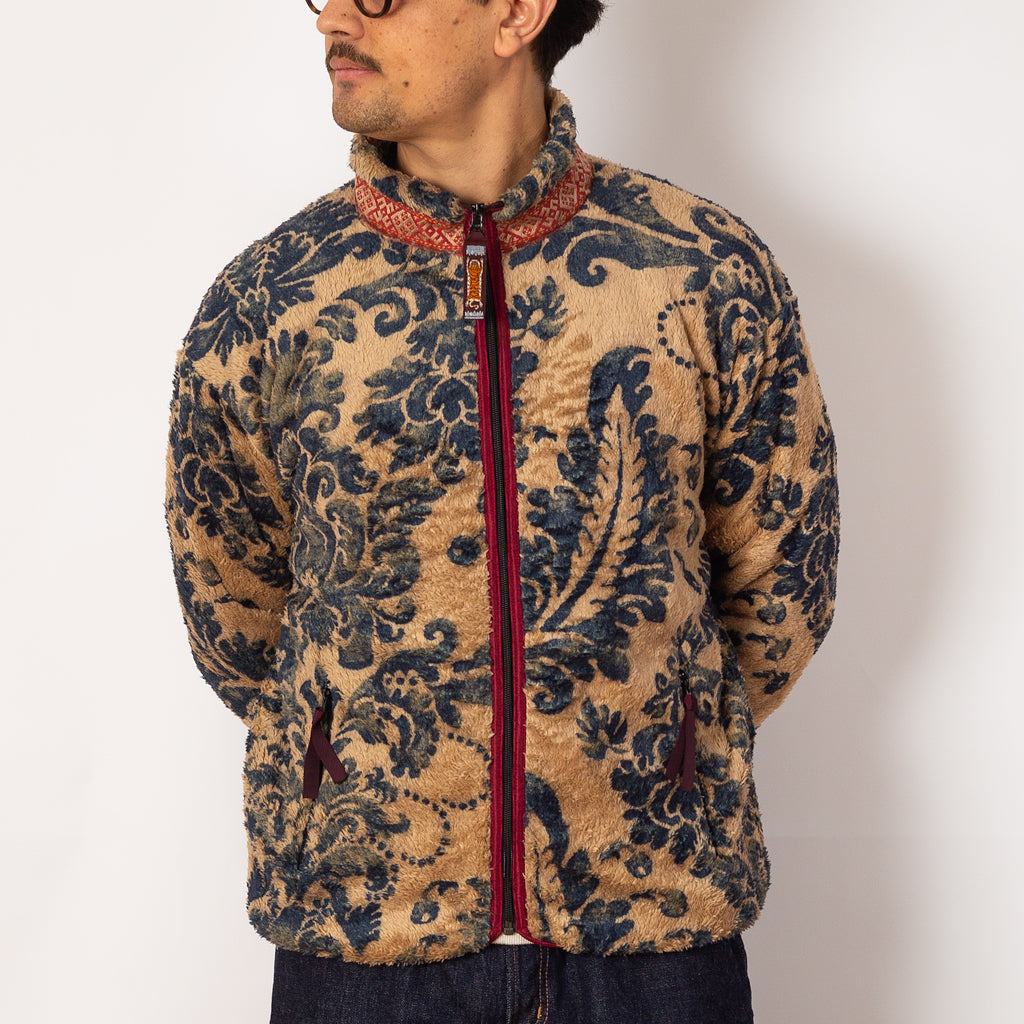 Damask Fleece Zip Blouson - Beige