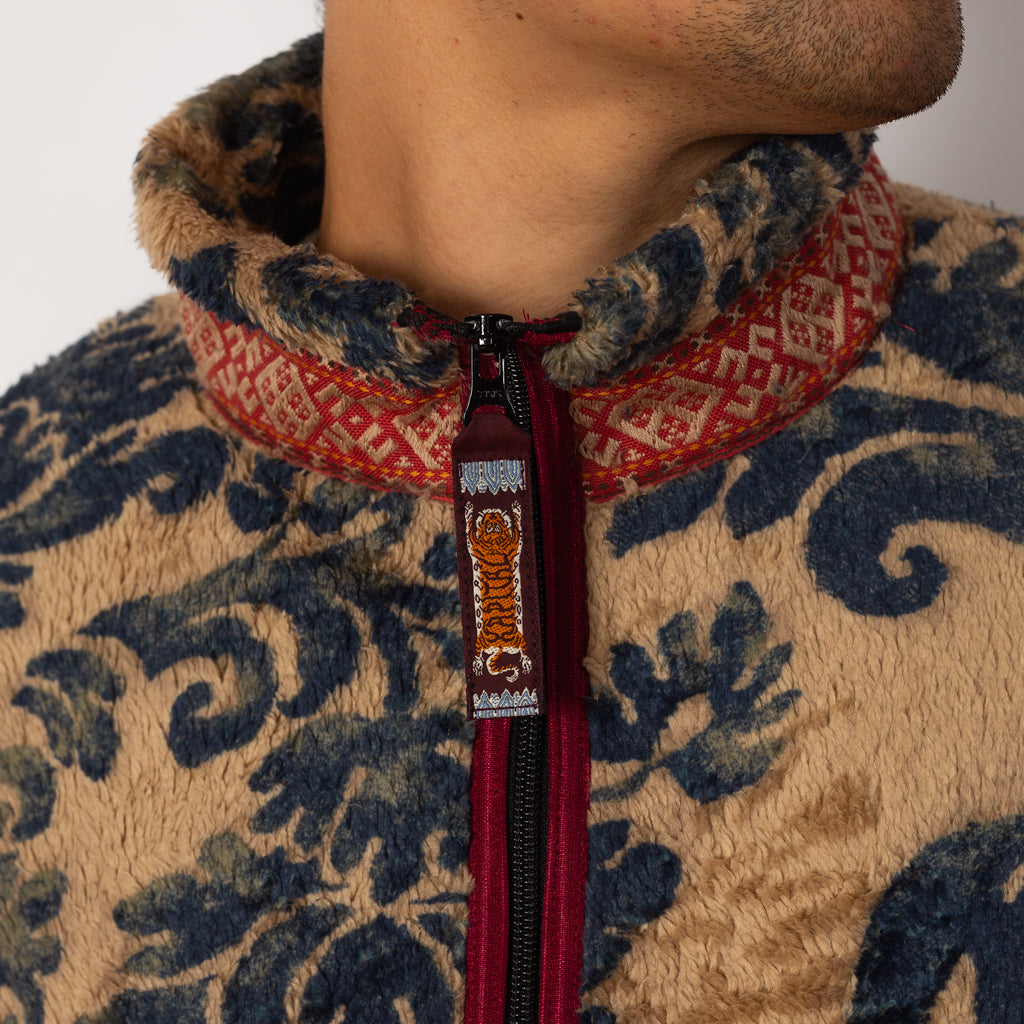 Damask Fleece Zip Blouson - Beige