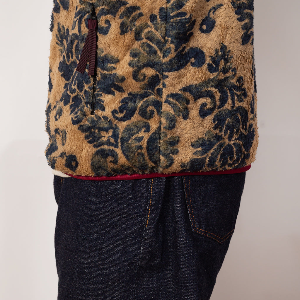 Damask Fleece Zip Blouson - Beige