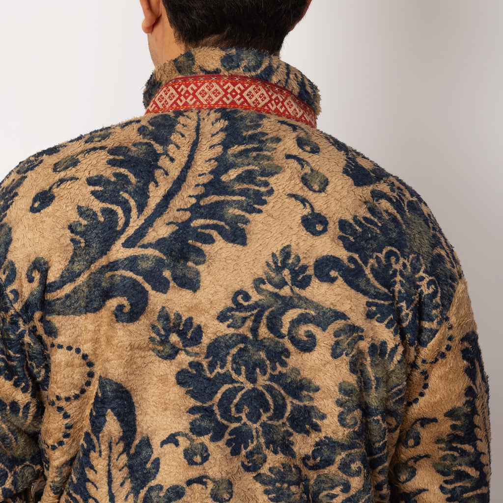 Damask Fleece Zip Blouson - Beige