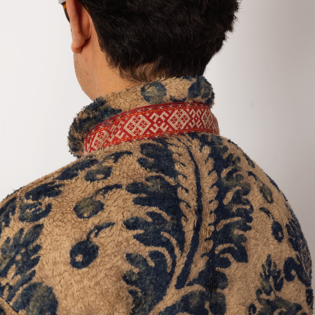 Damask Fleece Zip Blouson - Beige