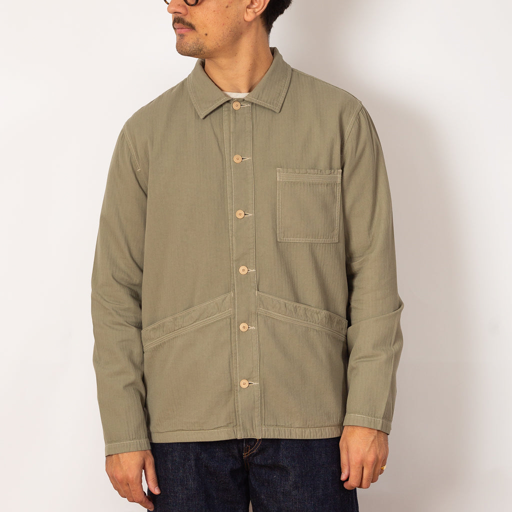 Meyer Shirt Jacket - Silver Sage Herringbone