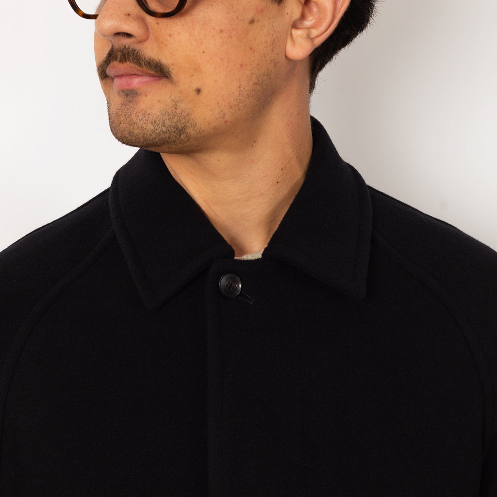 Wool Mosser Soutien Collar Coat - Black