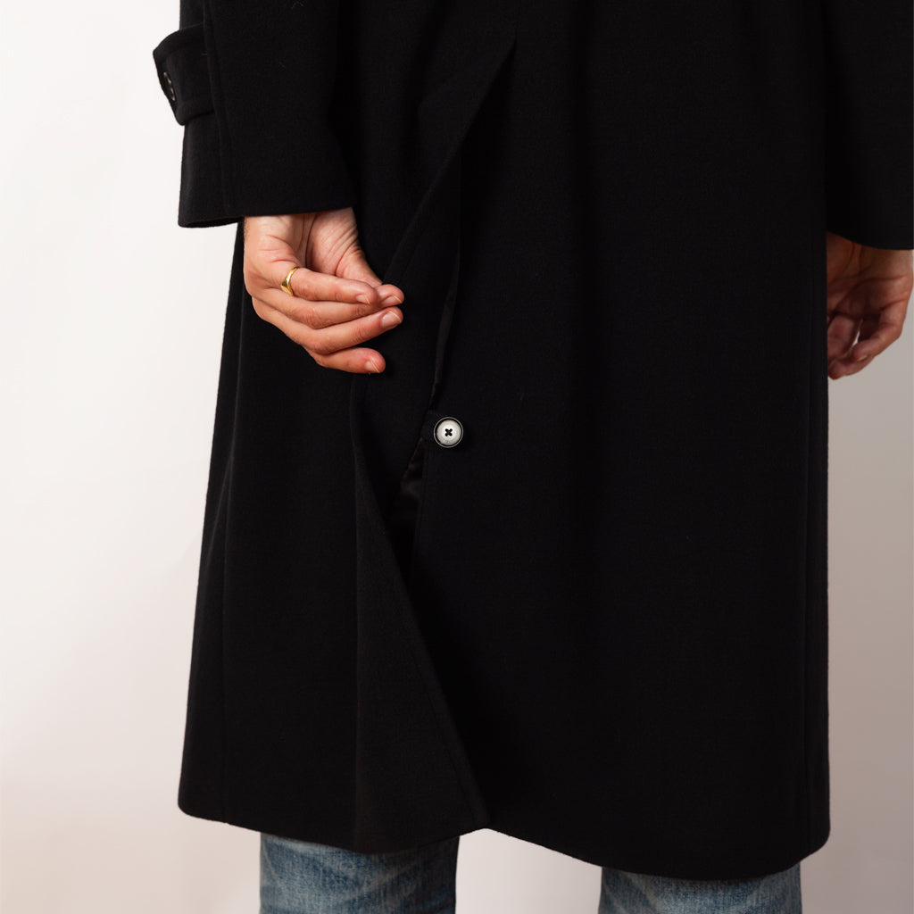 Wool Mosser Soutien Collar Coat - Black
