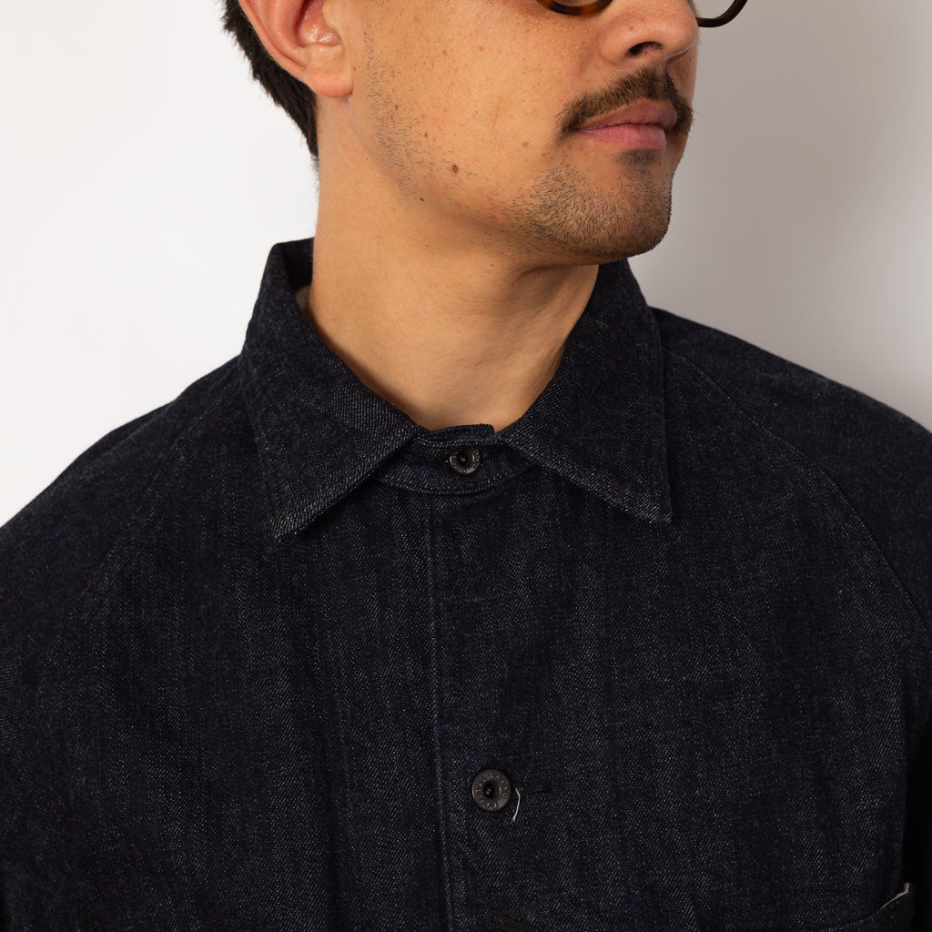 12oz Denim CACTUS Coverall (BLK-Thread ver.) - Indigo