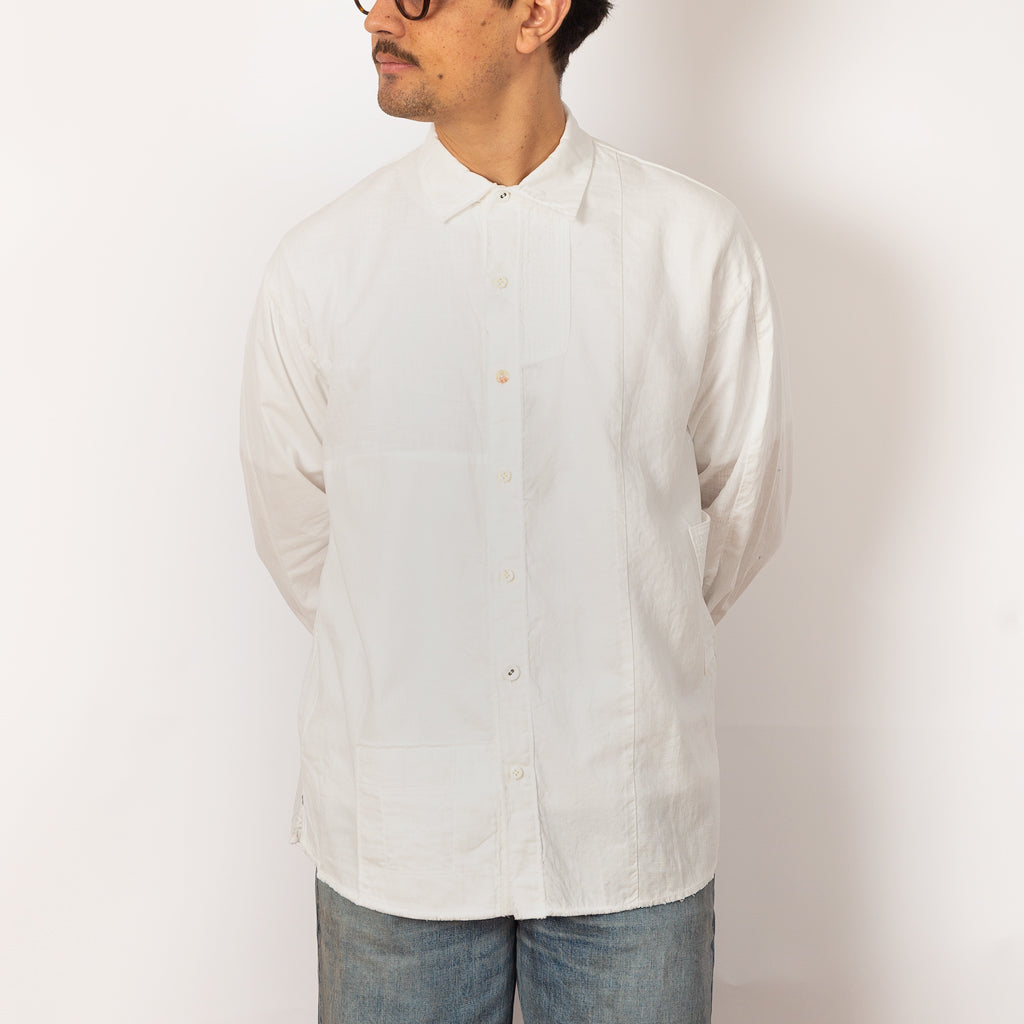 Cotton x Linen Patchwork KATMANDU Shirt 23' - White