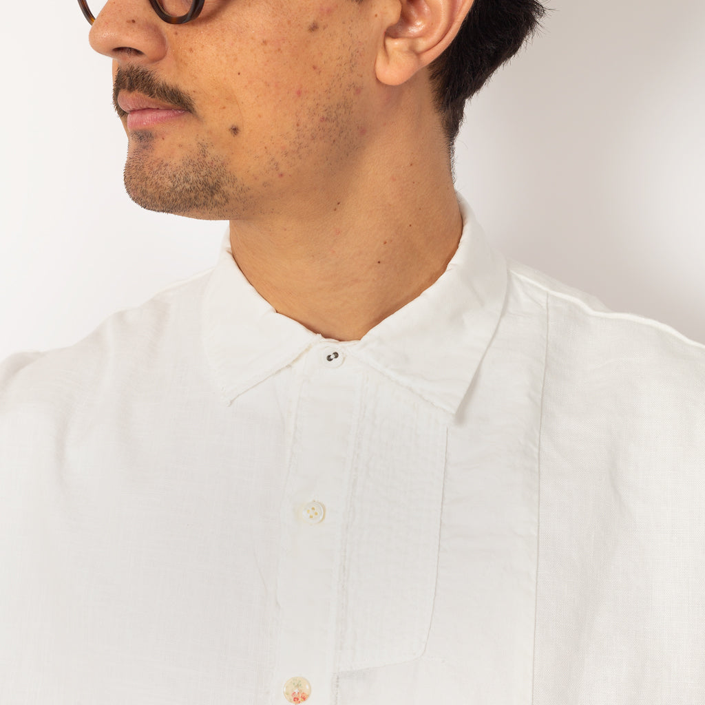 Cotton x Linen Patchwork KATMANDU Shirt 23' - White | Kapital