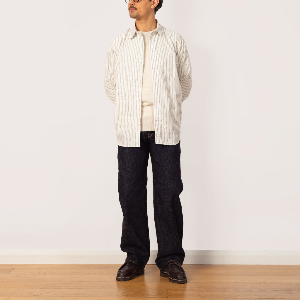 Algot Poplin Shirt - Ecru Stripe