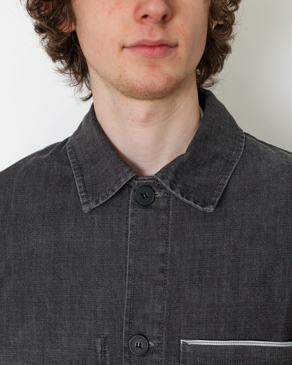 Anrfloki Selvedge Denim Overshirt - Light Grey Denim