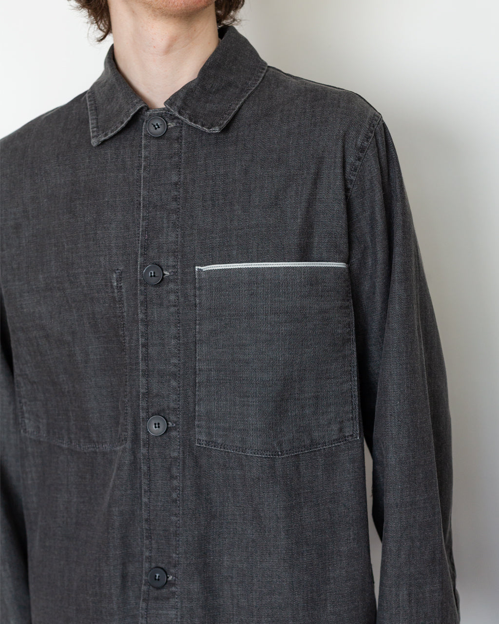 Anrfloki Selvedge Denim Overshirt - Light Grey Denim