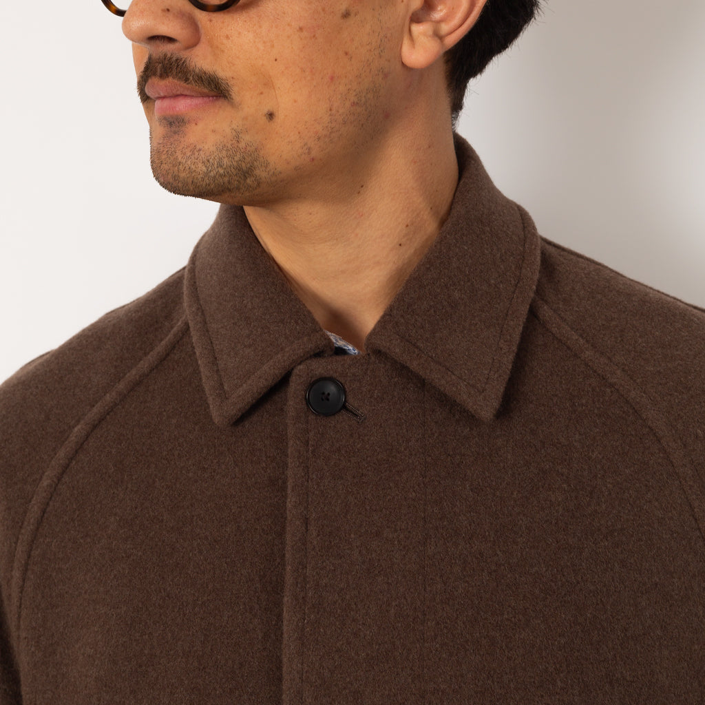 Wool Mosser Soutien Collar Coat - Top Brown