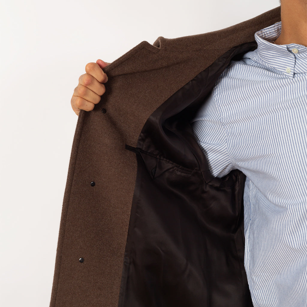 Wool Mosser Soutien Collar Coat - Top Brown