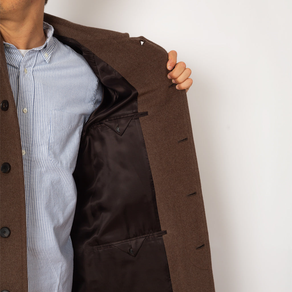 Wool Mosser Soutien Collar Coat - Top Brown