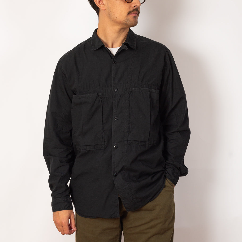 Broad Cloth Anorak Shirt - Black