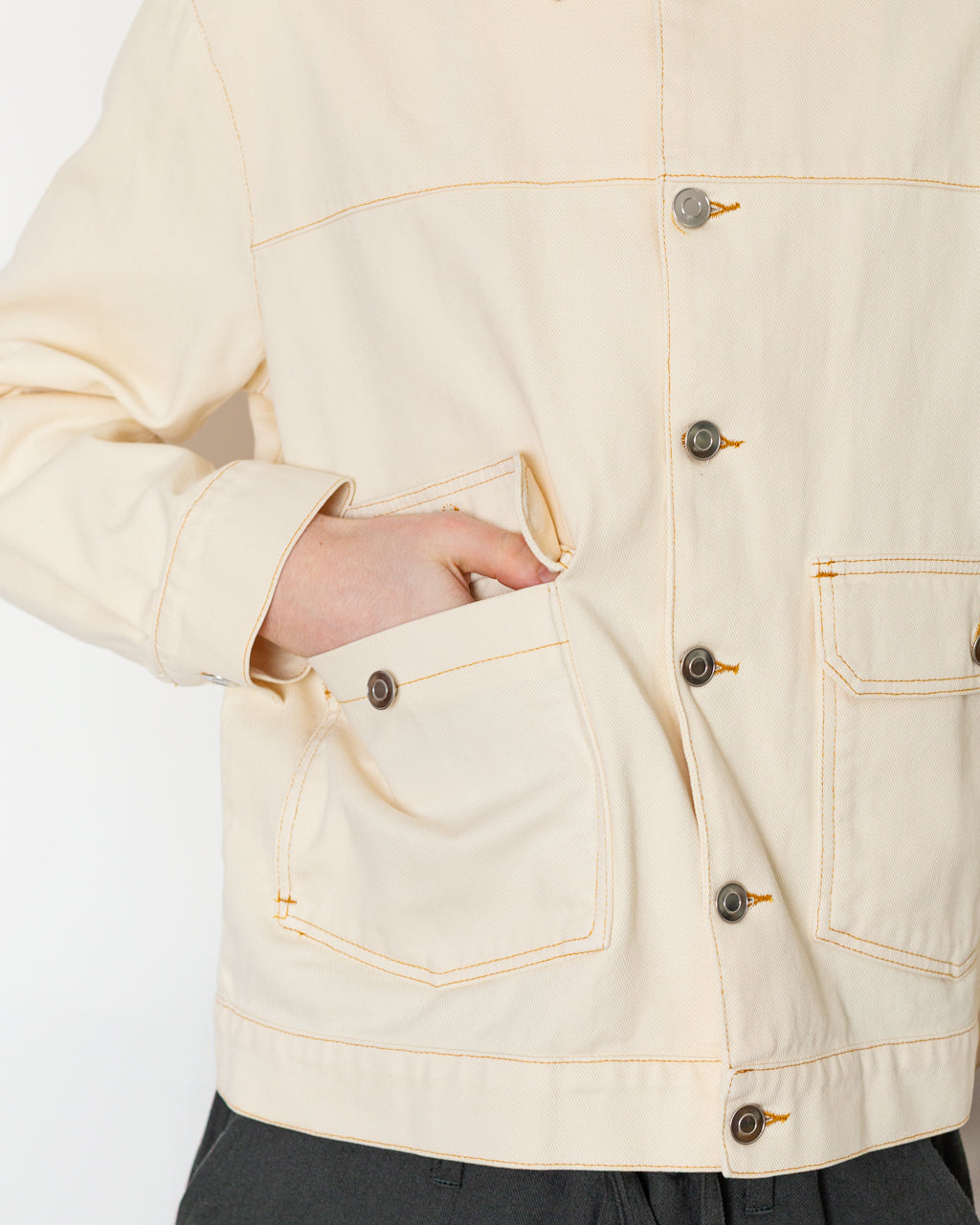 DRS Denim Jacket - Off White | Pop Trading Company | Peggs & son.