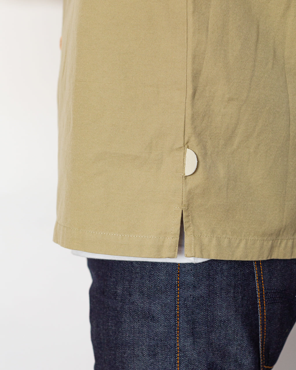 Patch Overshirt - Light Khaki Slub Linen